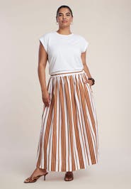 ELOQUII Poplin Maxi Skirt With Side Slits