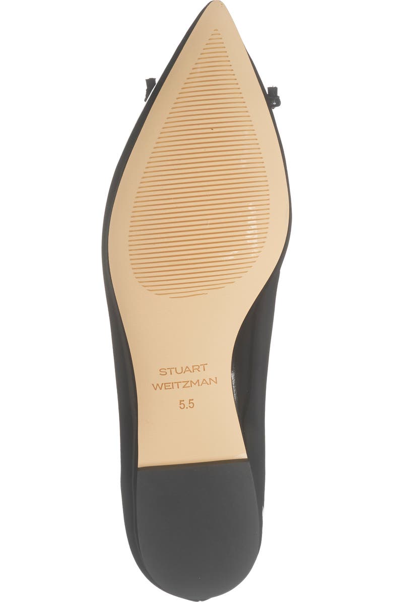 Stuart Weitzman Gabby Pointed Toe Bow Flat, Alternate, color, Black/ Black
