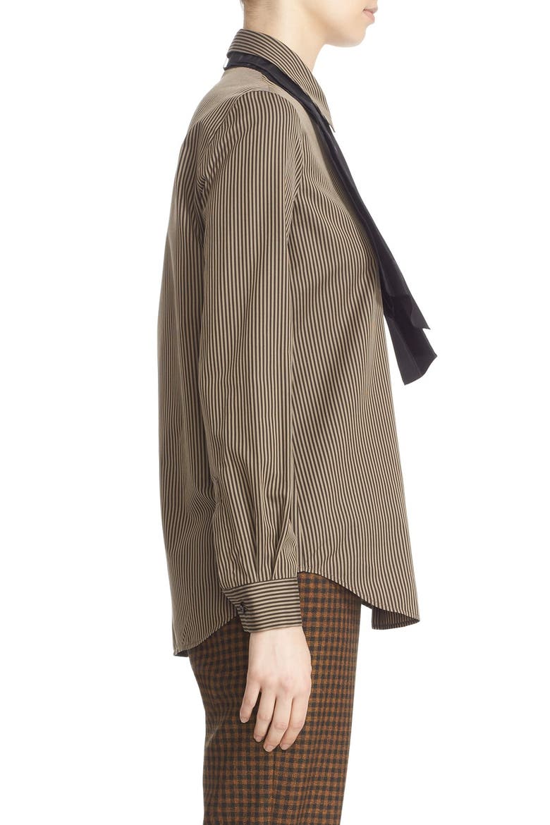 'Classic' Stripe Cotton & Silk Blouse with Taffeta Bow, Alternate, color, MUDD CLUB