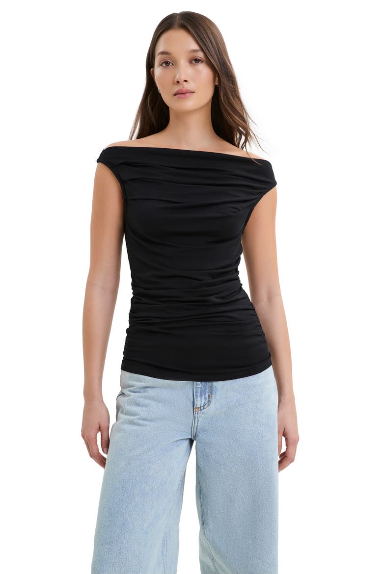 Cooper Ruched Off the Shoulder Top, Alternate, color, BLACK
