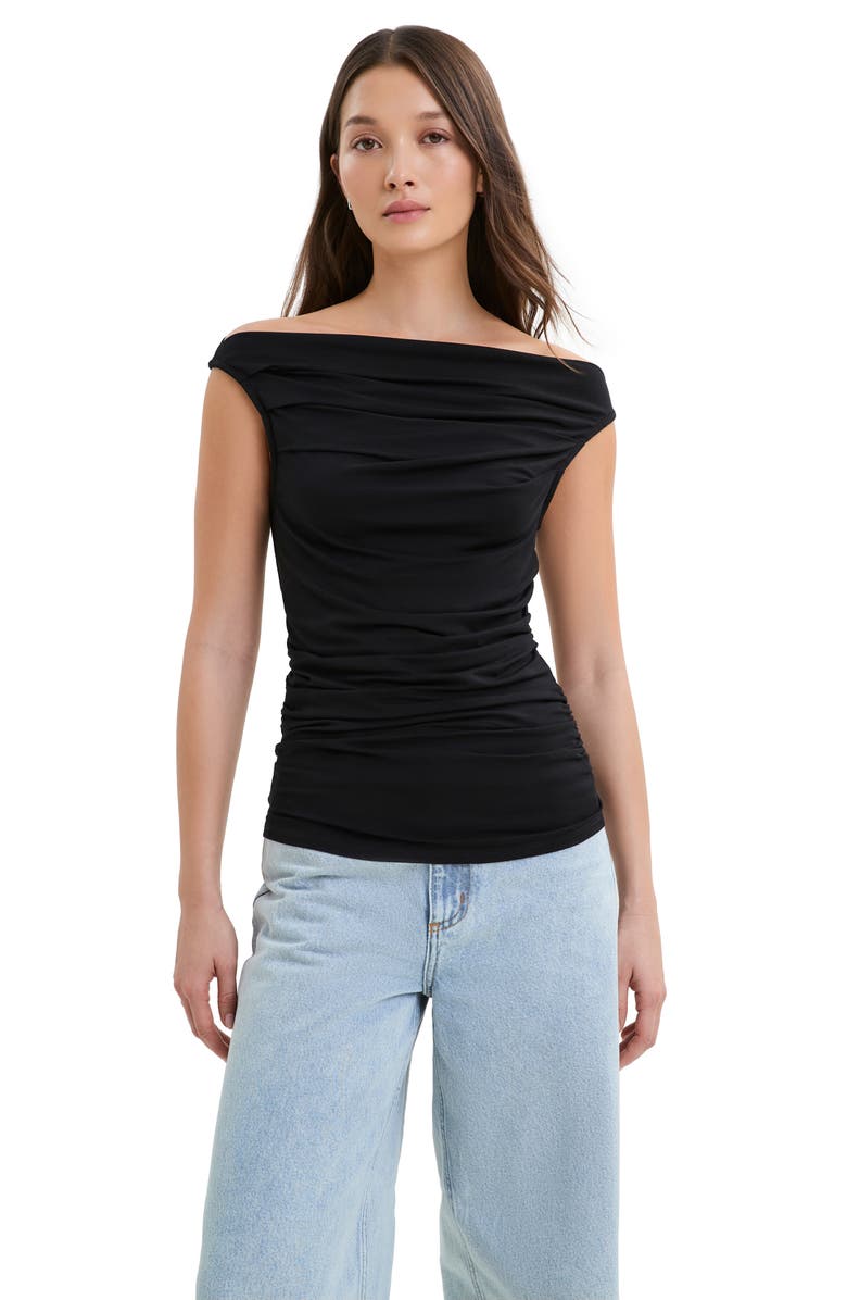 Marcella Cooper Ruched Off the Shoulder Top, Alternate, color, Black