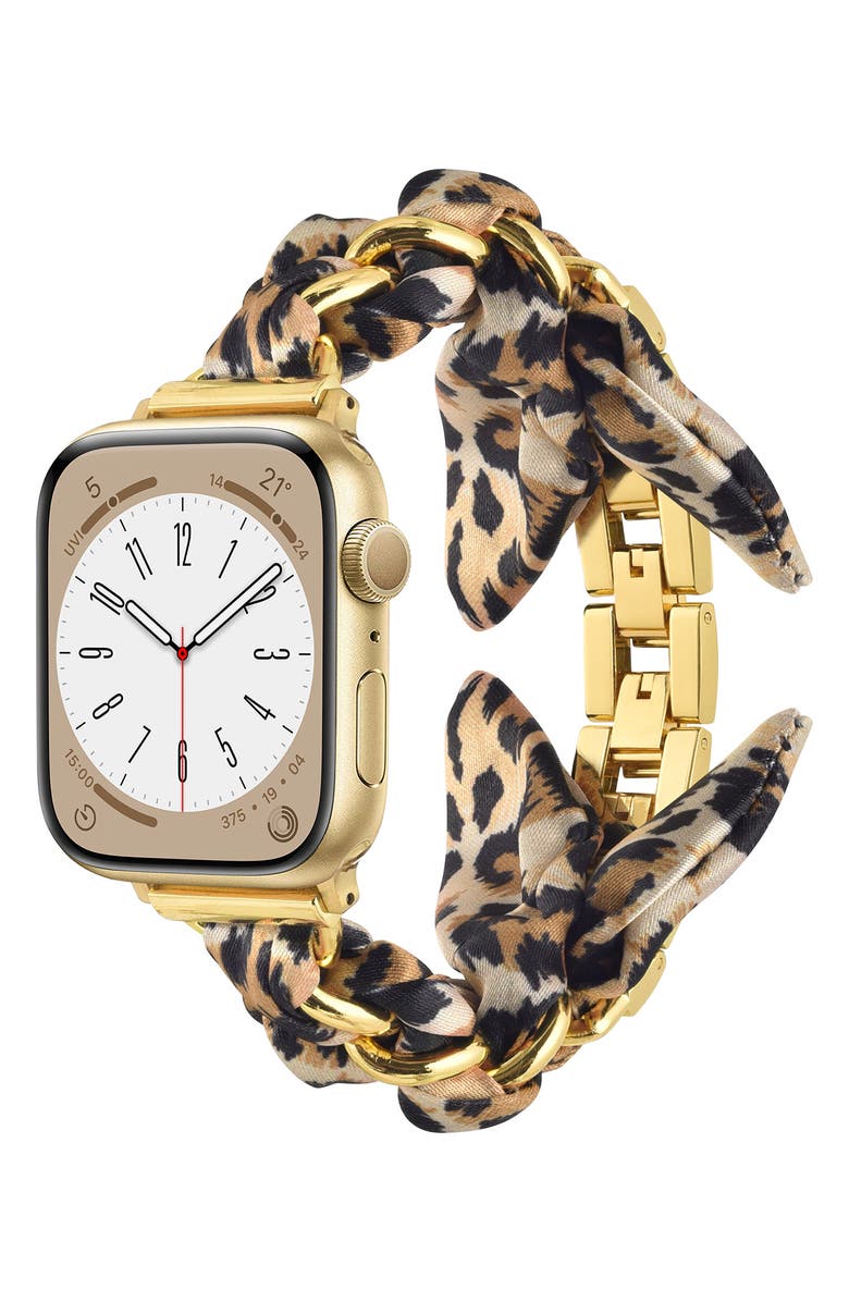 RItech Scarf & Chain Watch Band, Alternate, color, Leopard/ Gold