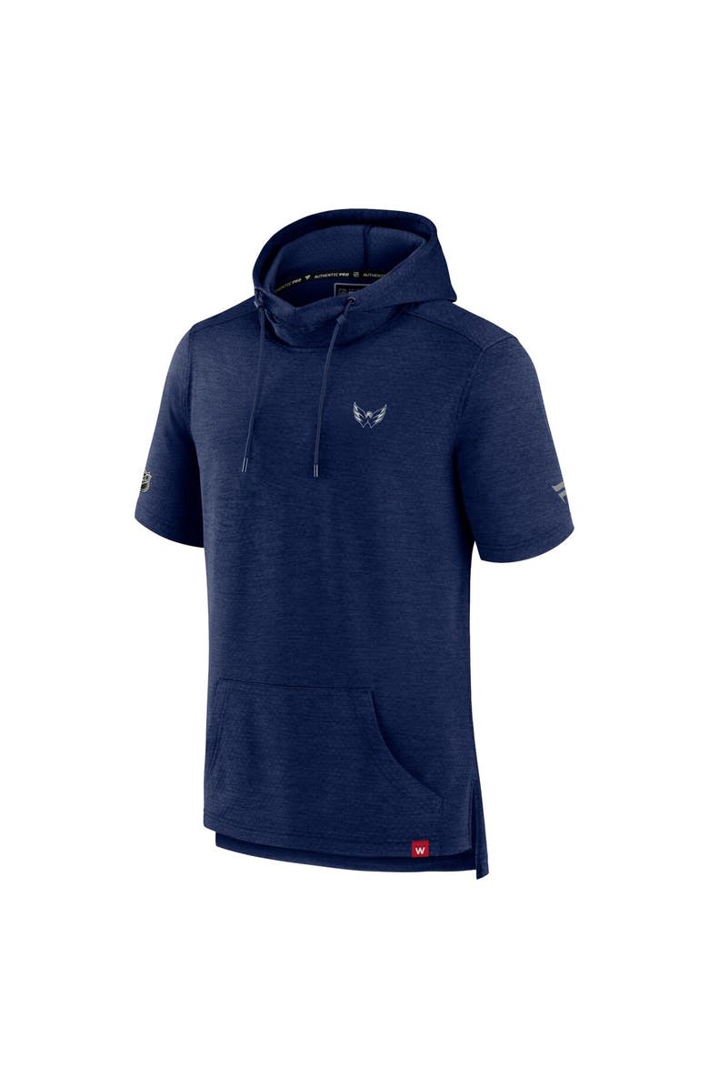FANATICS Men's Fanatics Branded Heather Navy Washington Capitals Authentic Pro Short Sleeve Pullover Hoodie, Alternate, color,