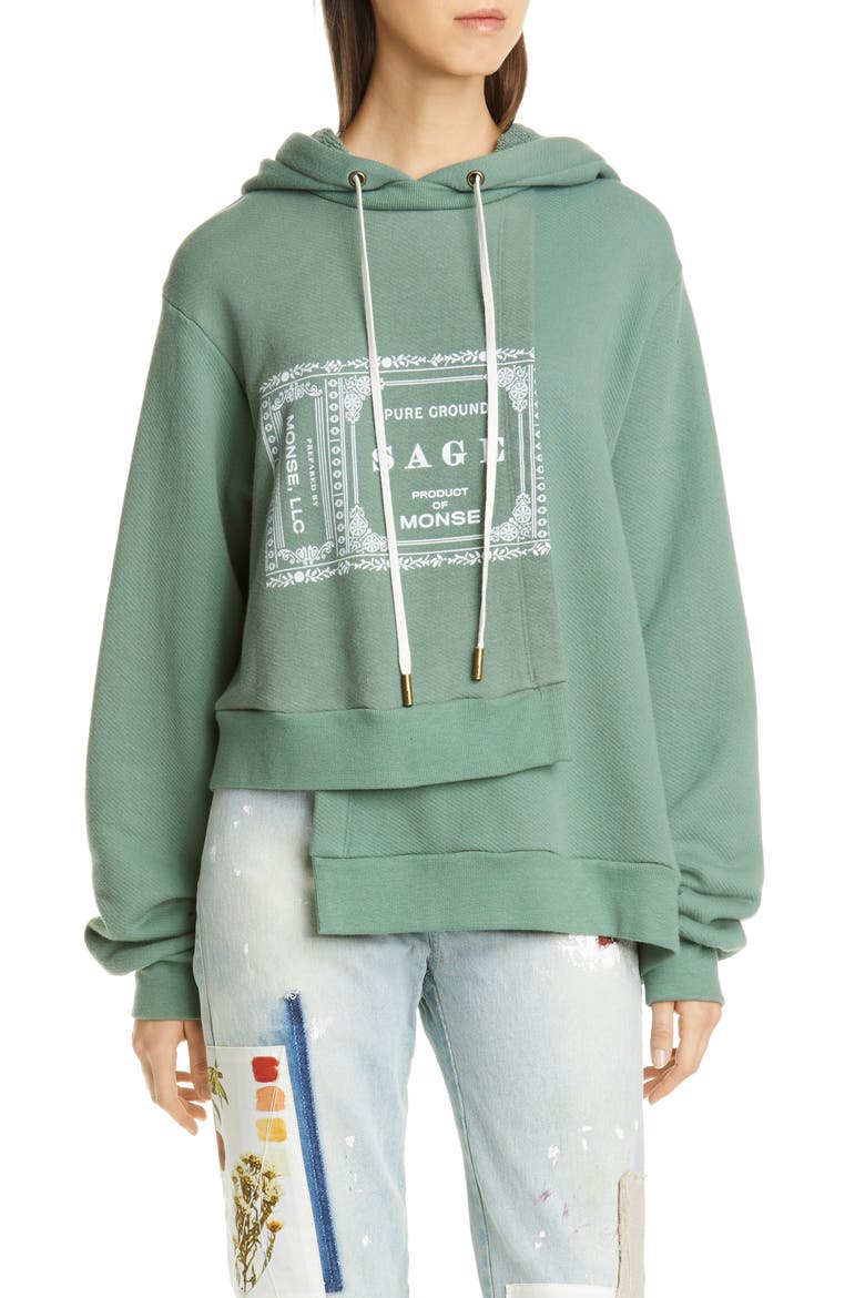 Logo Double Layer Hoodie, Main, color, BASIL