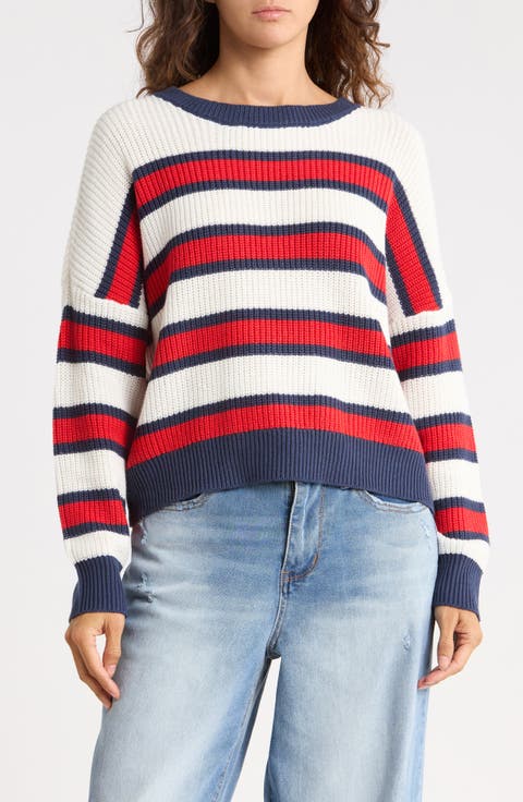 Stripe Boxy Crewneck Sweater