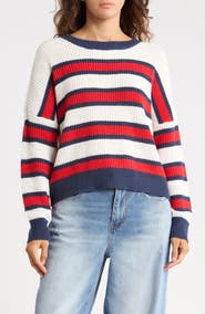 Vigoss Stripe Boxy Crewneck Sweater