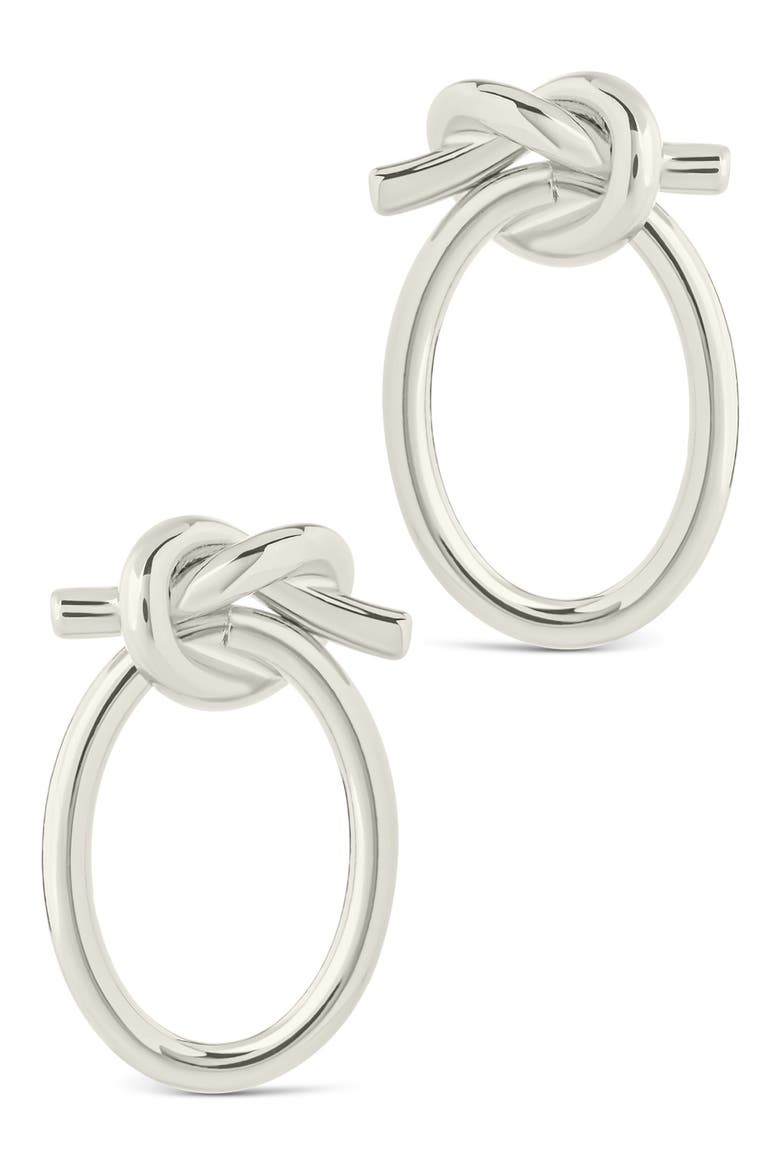 April Knotted Hoop Earrings, Alternate, color, SILVER