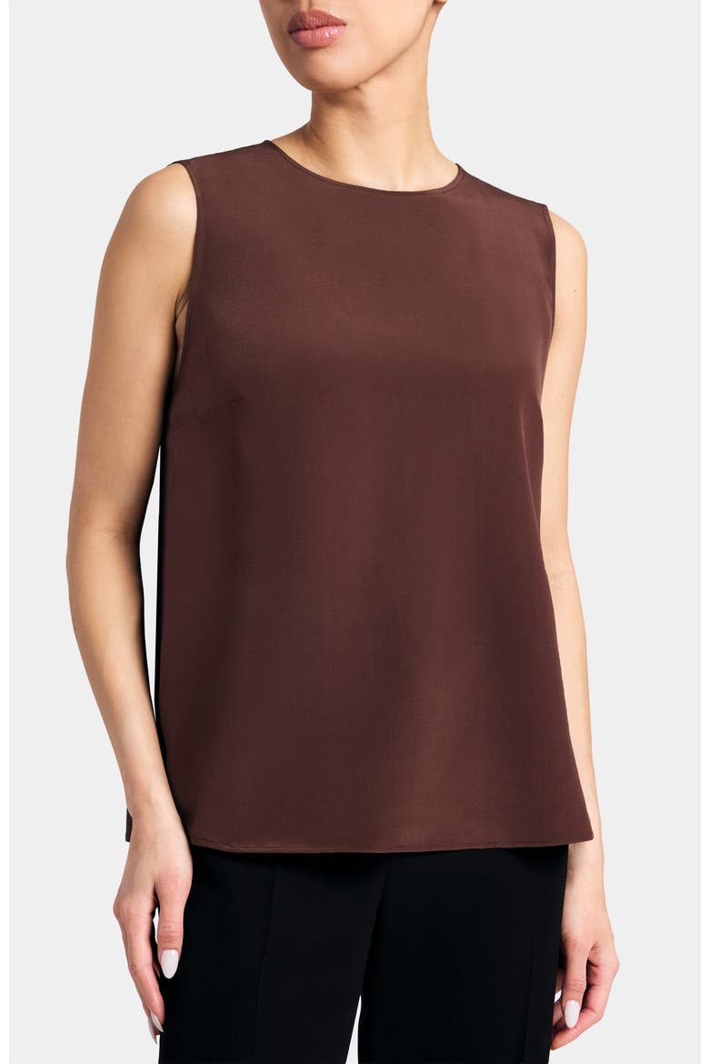 Demi Sleeveless Top in Silk Charmeuse, Main, color, RAISIN