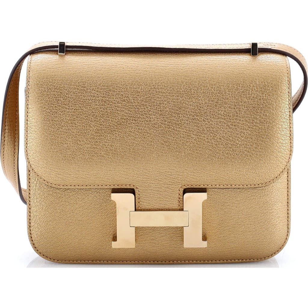 Pre-owned Hermes Hermes Constance Nm Bag Metallic Chevre Chamkilight 18 In Gold