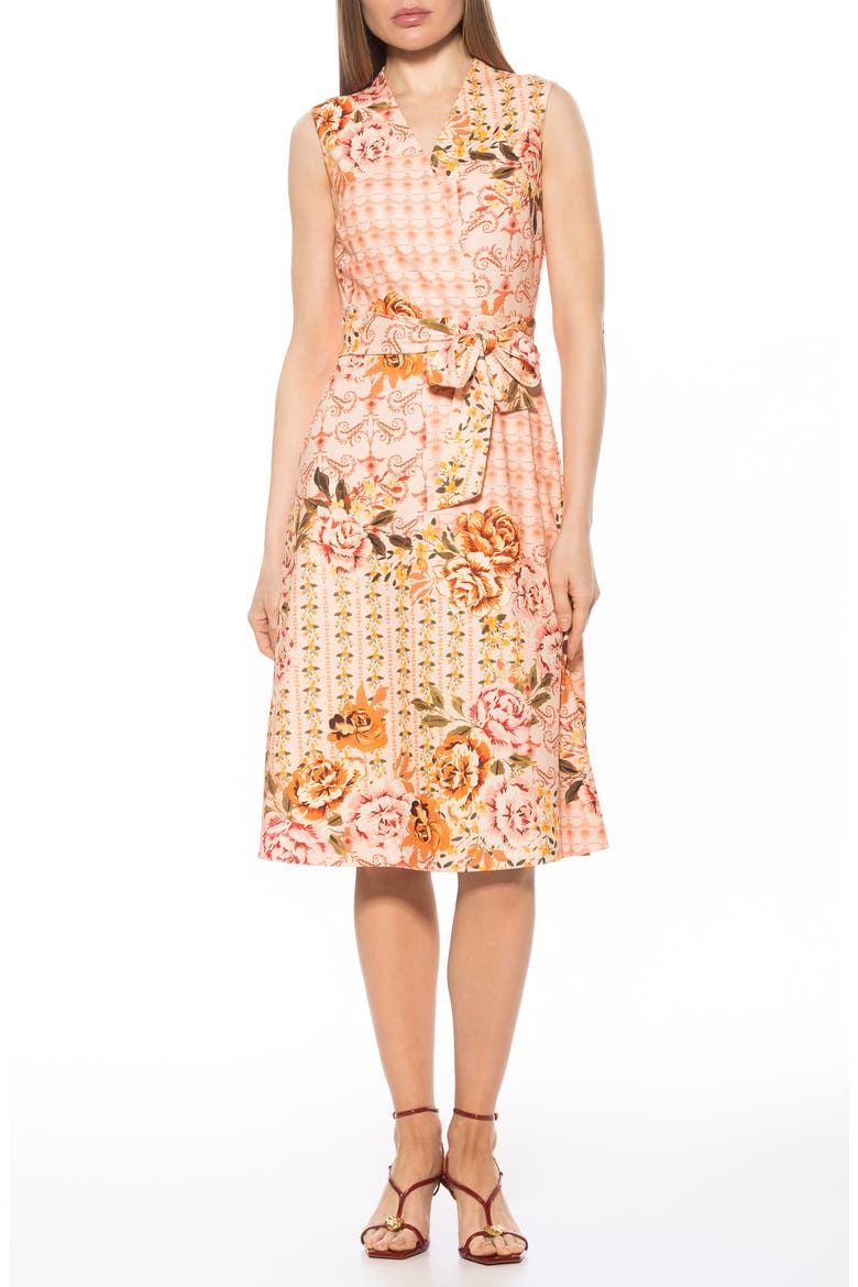 Dane Tie Waist Midi Dress, Main, color, BEIGE FLORAL