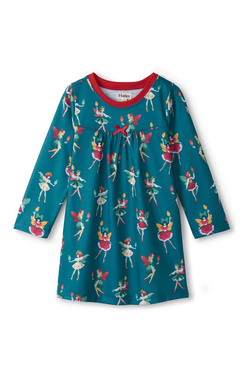 Kids' Bright Fairies Long Sleeve Nightgown, Main, color, NAVY BLUE