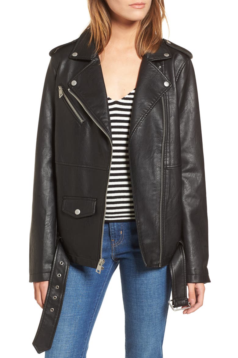 Levi's® Faux Leather Moto Jacket, Main, color, BLACK