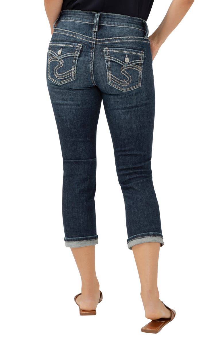Silver Jeans Co. Suki Curvy Mid Rise Capri Jeans, Alternate, color, Indigo