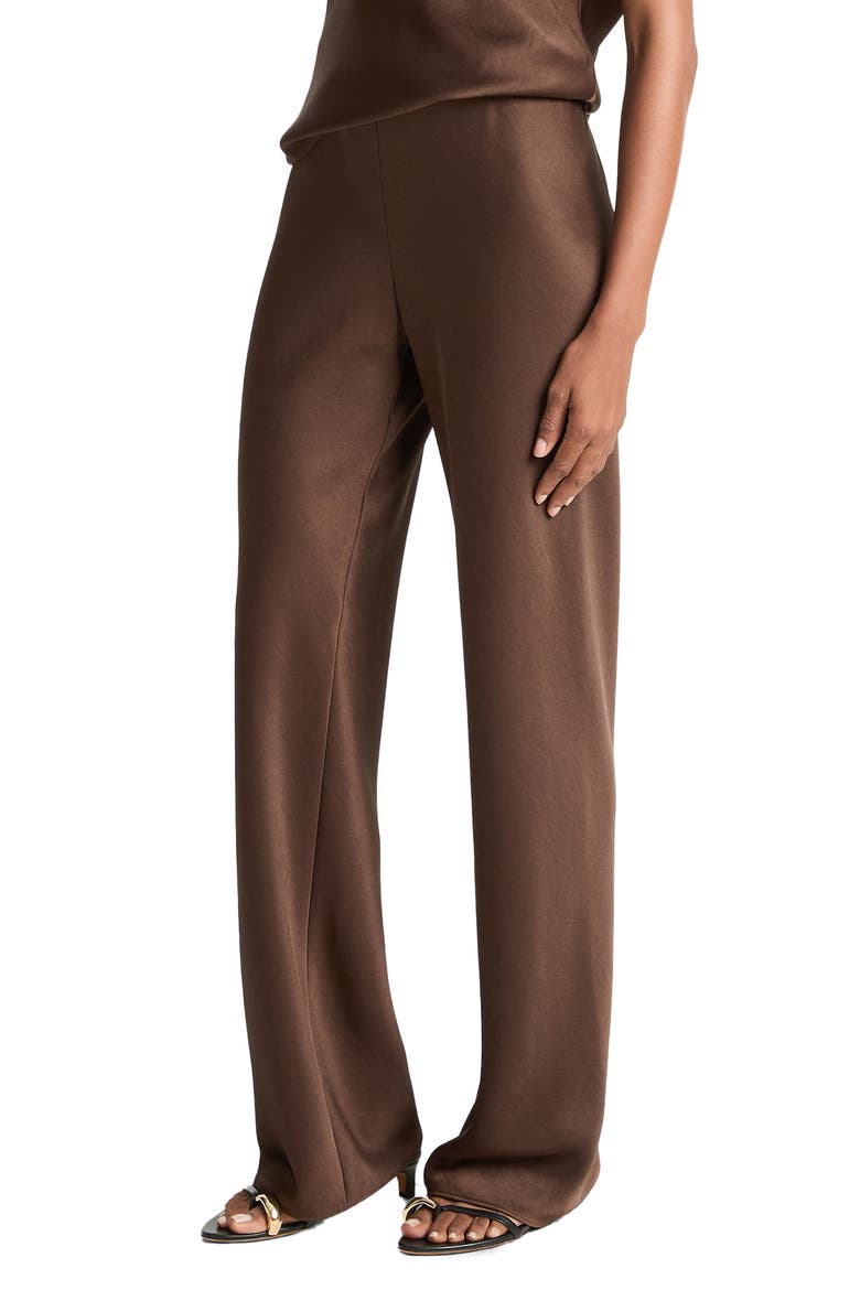 Colette High Waist Fluid Satin Bias Pants, Alternate, color, ESPRESSO