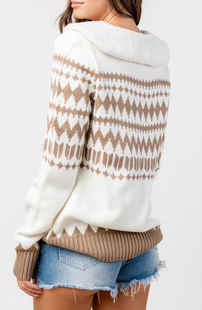 Beivy Faux Fur Collared Pullover, Alternate, color, Cream