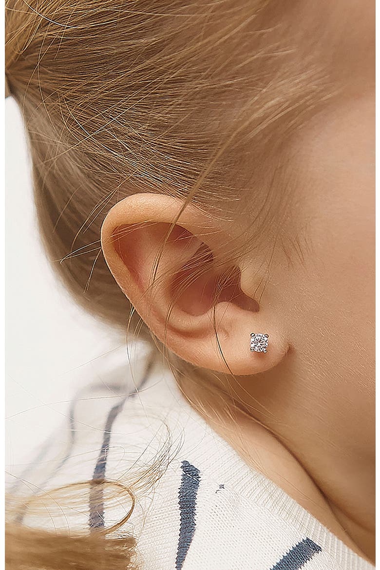 Modern Prong Solitaire Earrings, Alternate, color, Silver