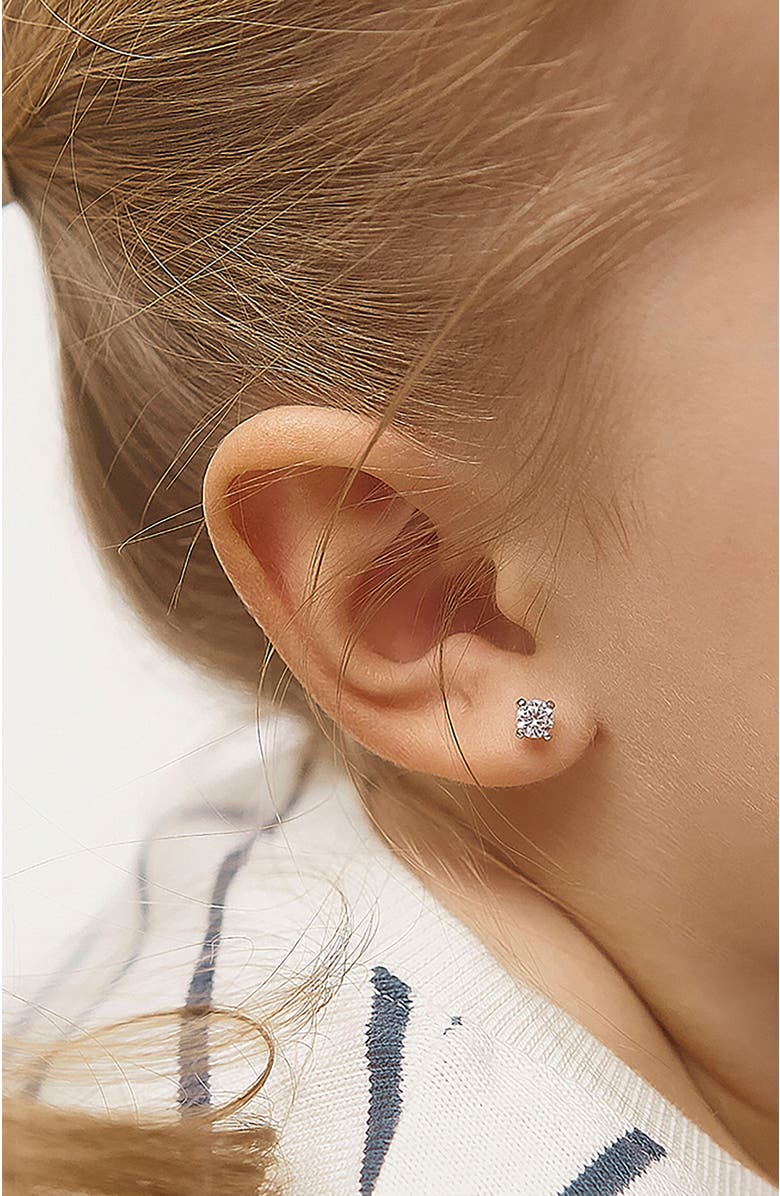 In Season Jewelry Modern Prong Solitaire Earrings, Alternate, color, Silver