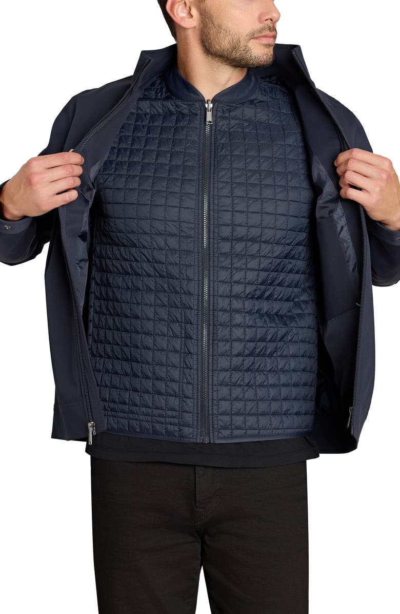 Sam Edelman 3-in-1 Systems Stand Collar Water Resistant Jacket with Quilted Bib, Alternate, color, Midnight Blue