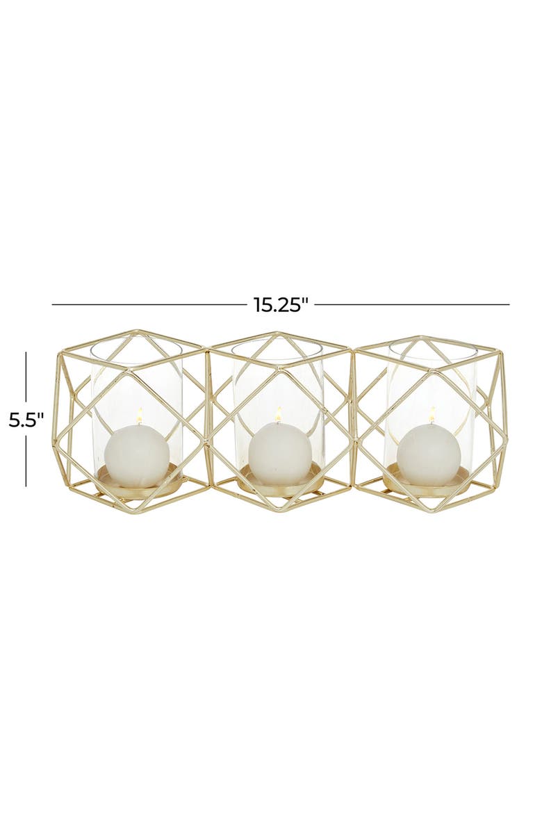 VIVIAN LUNE HOME Goldtone Metal Modern Candle Holder, Alternate, color, Gold