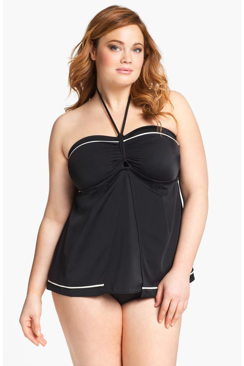 'Isis' Bandeau Layering Tankini Top, Alternate, color, BLACK