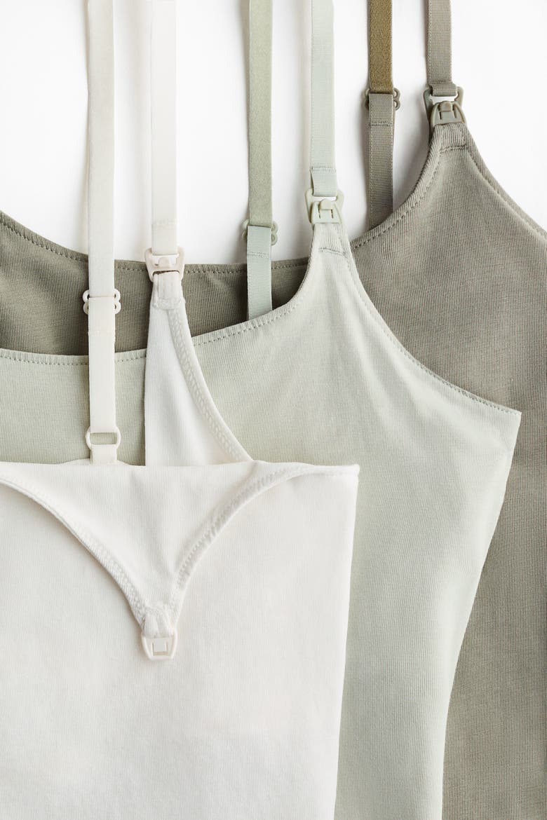 Mama 3-pack Nursing Strappy Tops, Alternate, color, White/sage green