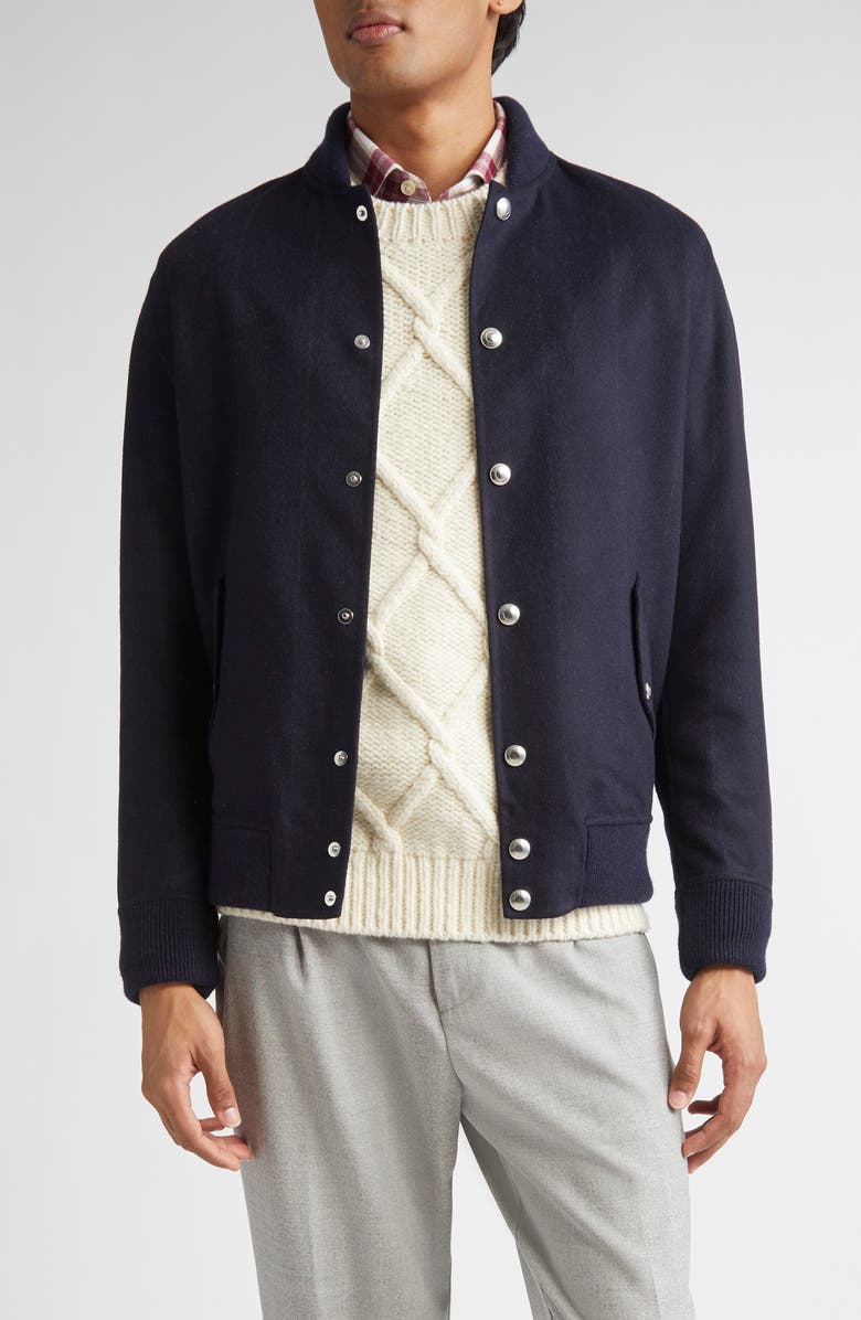 Eleventy Wool Bomber Jacket, Main, color, 11 Navy Blue