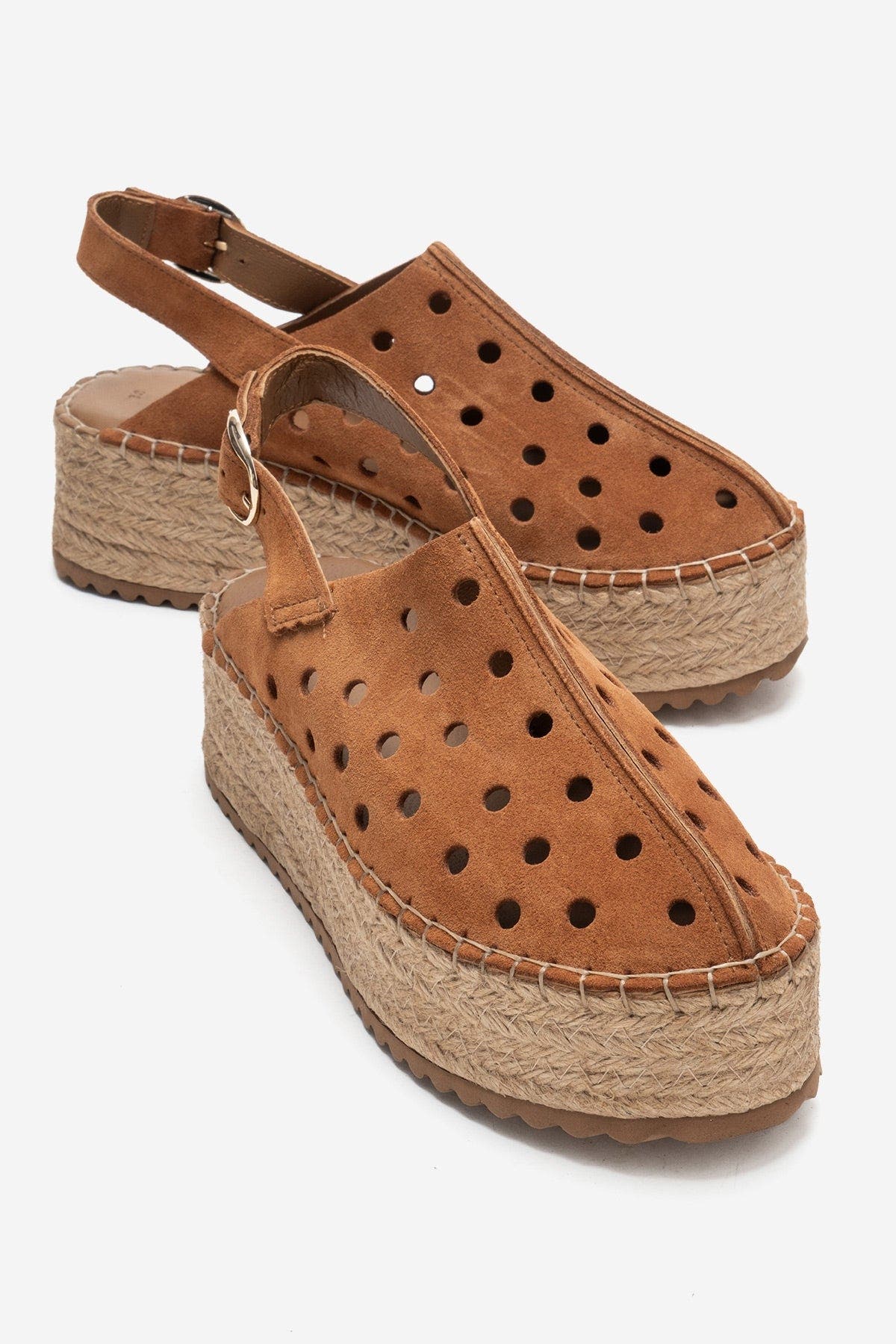 Fraga Leather Wedge Sandal, Alternate, color, Cognac Suede