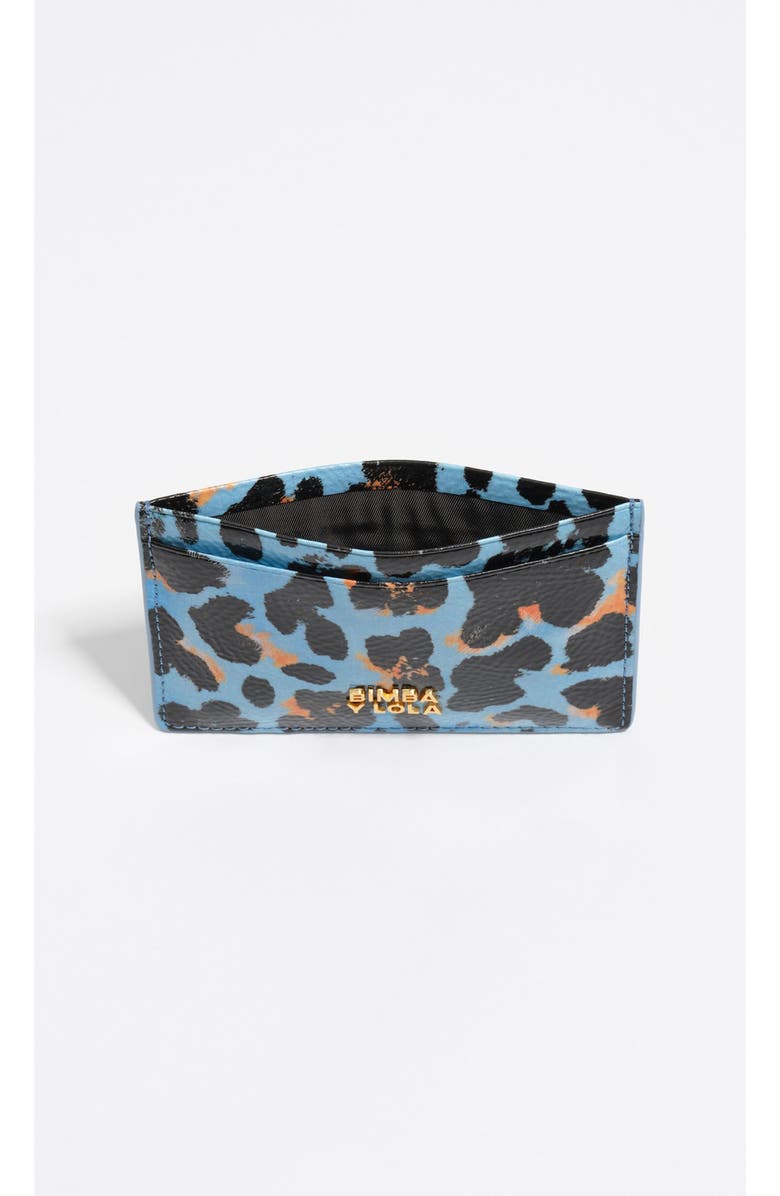 Bimba y Lola Textured Shiny Leopard Print Card Holder, Alternate, color, Leopard Pastel Blue