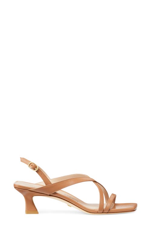 Stuart Weitzman Oasis 50 Kitten Heel Slingback Sandal In Tan