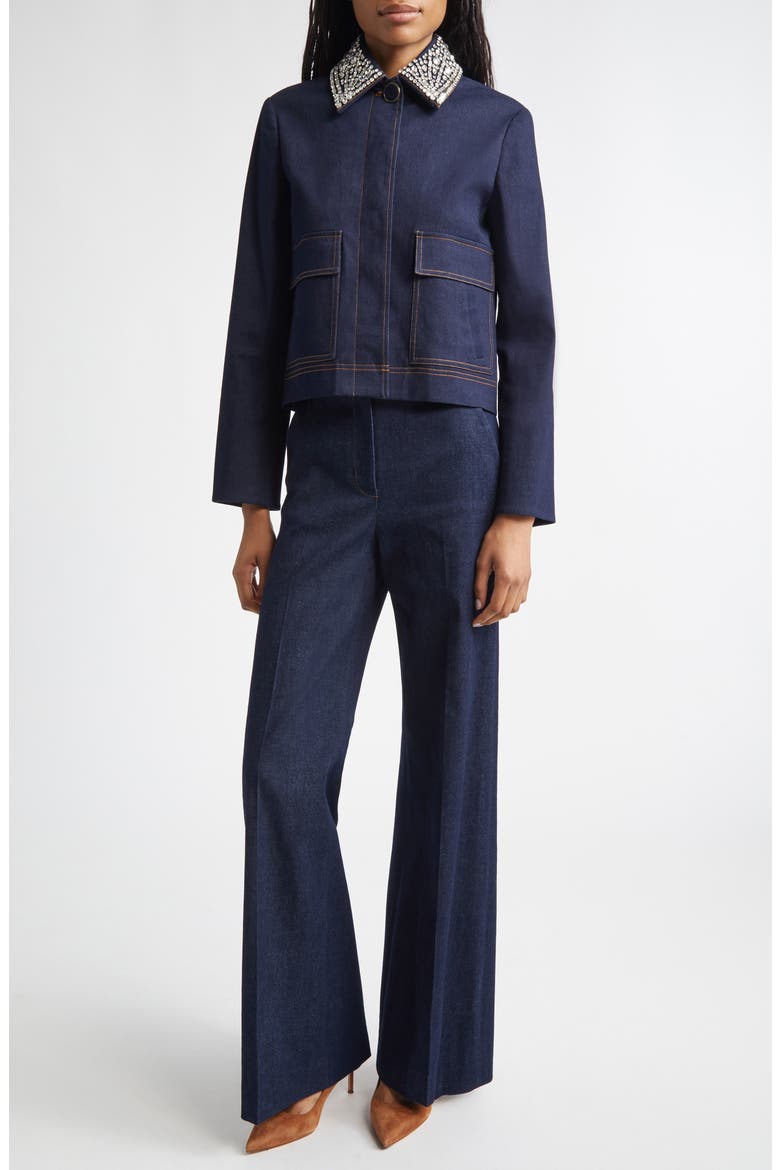 Barrington Crystal Collar Denim Jacket, Alternate, color, MIDNIGHT WASH