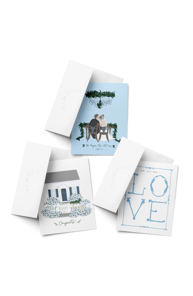 Ramus & Co Wedding Greeting Card Pack (3ct) "Congrats Cottage, Love, No Longer Two But One", Main, color, Multi-Pack