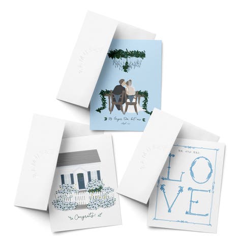 Wedding Greeting Card Pack (3ct) "Congrats Cottage, Love, No Longer Two But One"
