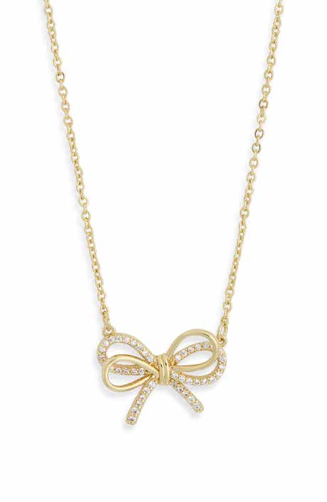 NORDSTROM RACK Cubic Zirconia Bow Pendant Necklace