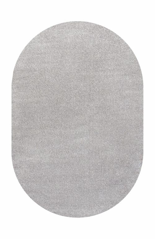 JONATHAN Y Haze Solid Low-Pile Oval Area Rug in Slate-Grey 