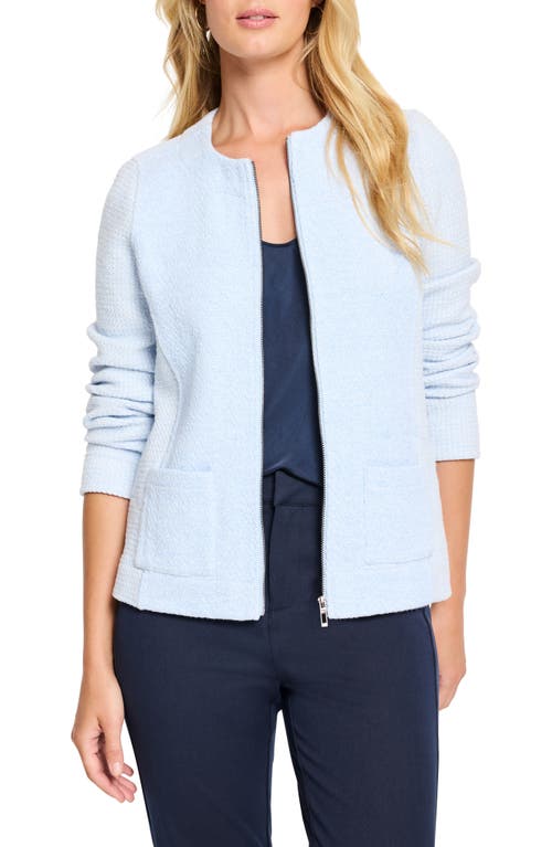 Nic + Zoe Nic+zoe Woven & Knit Zip Jacket In Blue Mix