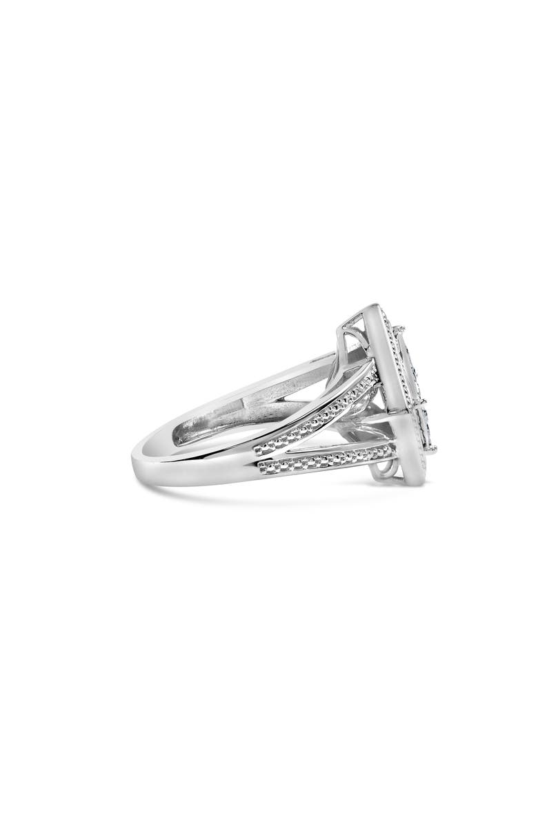 Haus of Brilliance Silver 1/3 Cttw Diamond Rhombus and Beaded Halo Ring, Alternate, color, Silver