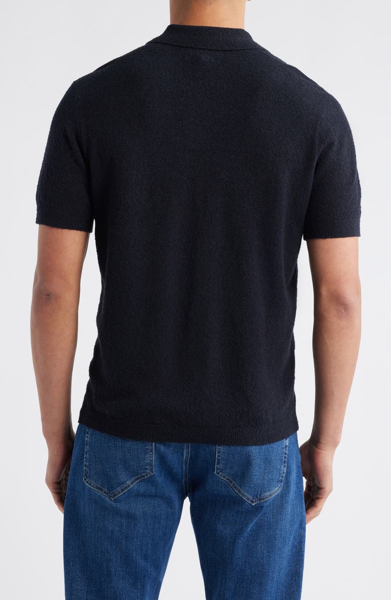 Nordstrom Short Sleeve Bouclé Polo Sweater, Alternate, color, Black Rock