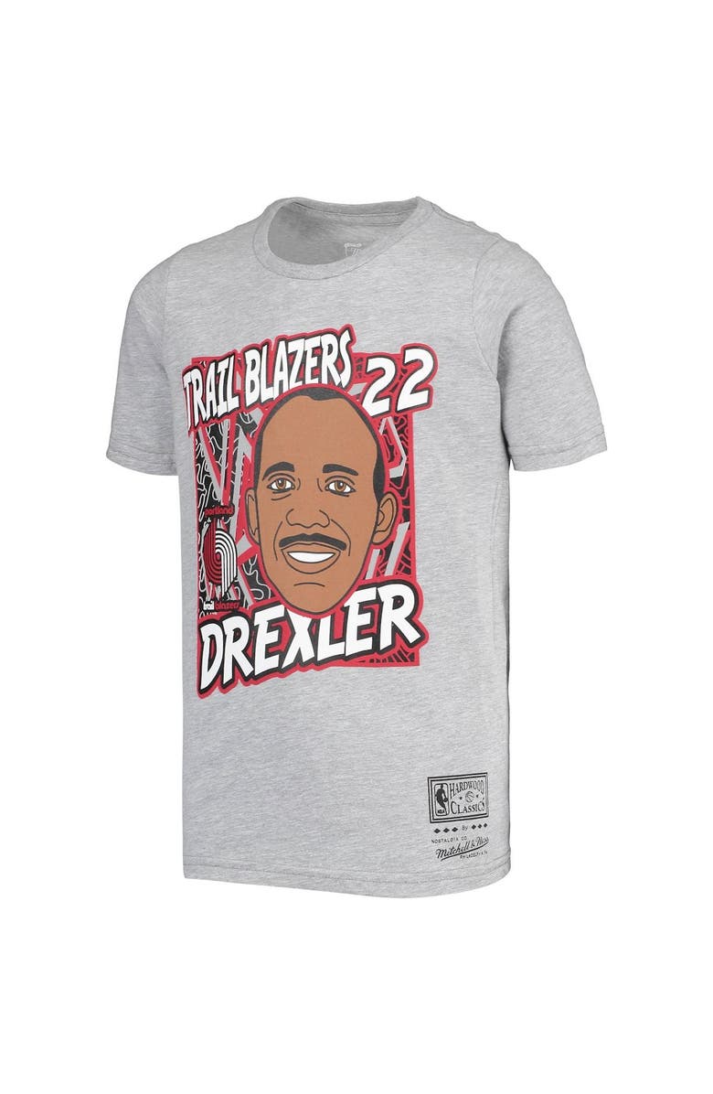 Mitchell & Ness Youth Mitchell & Ness Clyde Drexler Gray Portland Trail Blazers Hardwood Classics King of the Court Player T-Shirt, Alternate, color, Gray