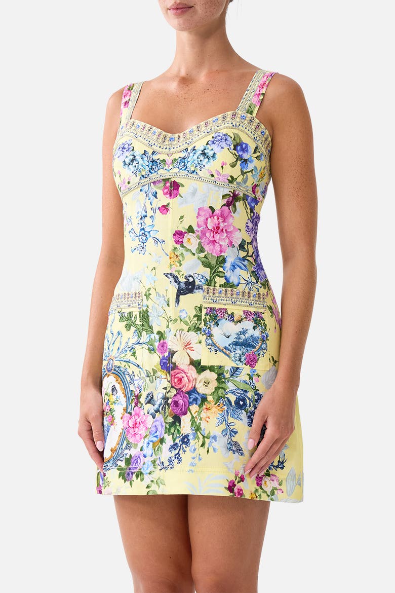 Fitted Short Dress With Topstitching, Alternate, color, Chinoiserie Child