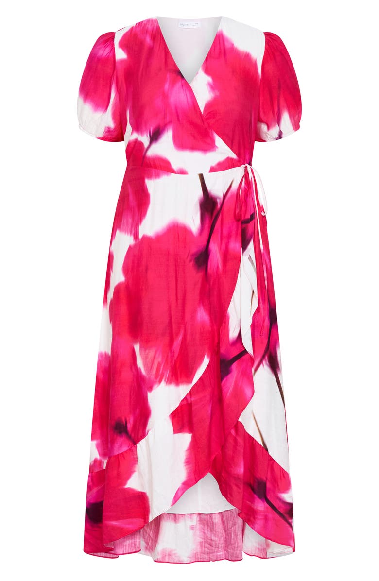 City Chic Bea Floral Print Wrap Midi Dress, Alternate, color, 