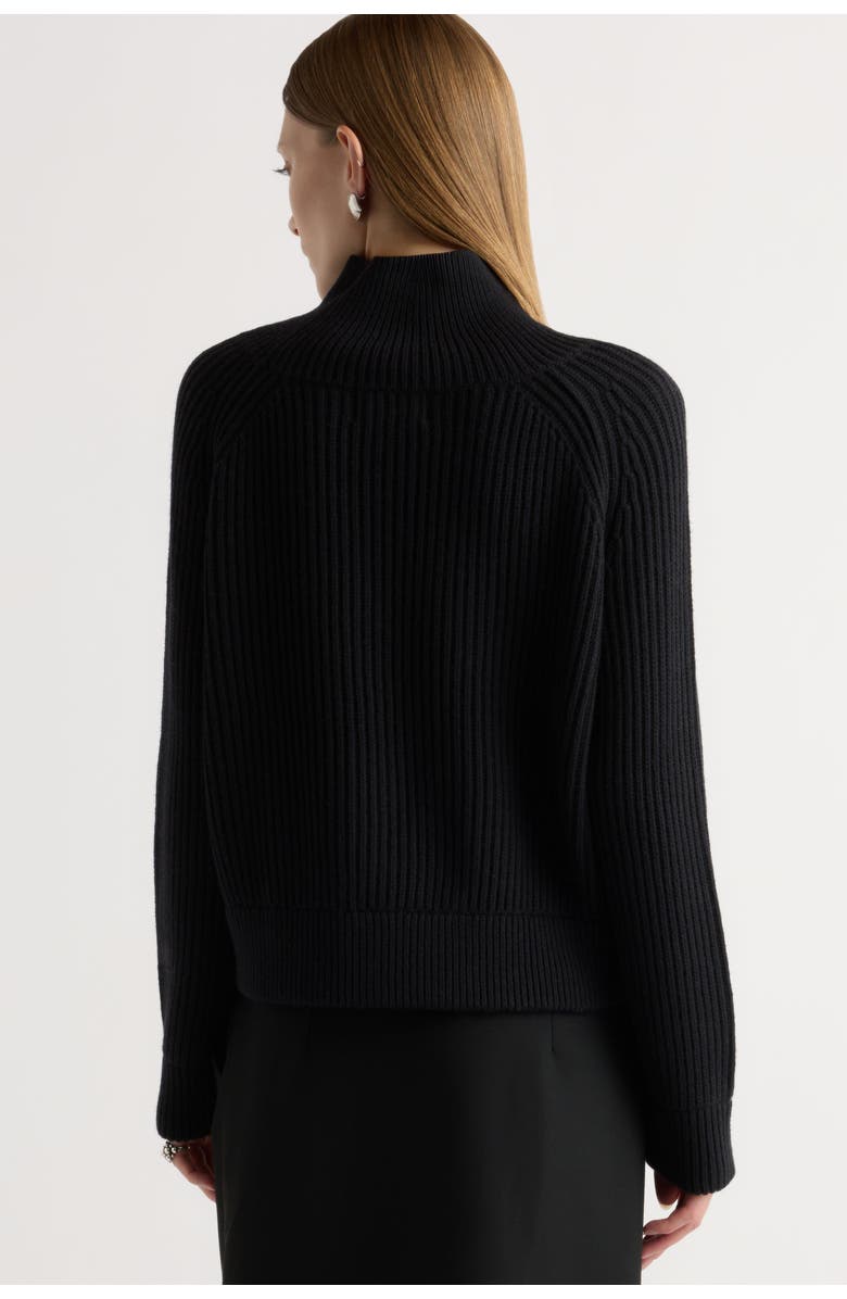 Modern Citizen Hadeel Organic Cotton-Wool Mock-Neck Sweater, Alternate, color, Black