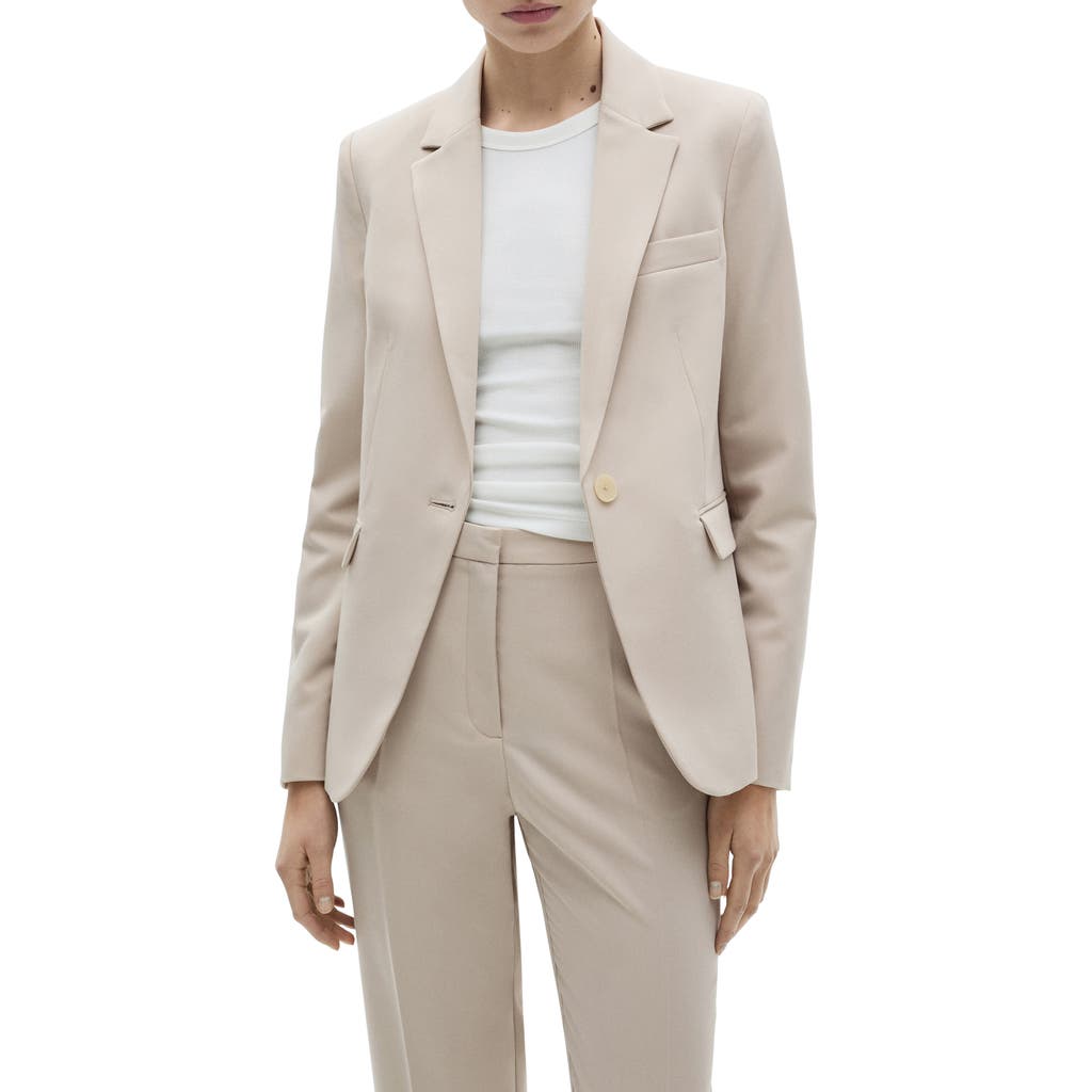 Mango Fitted Suit Blazer In Neutral