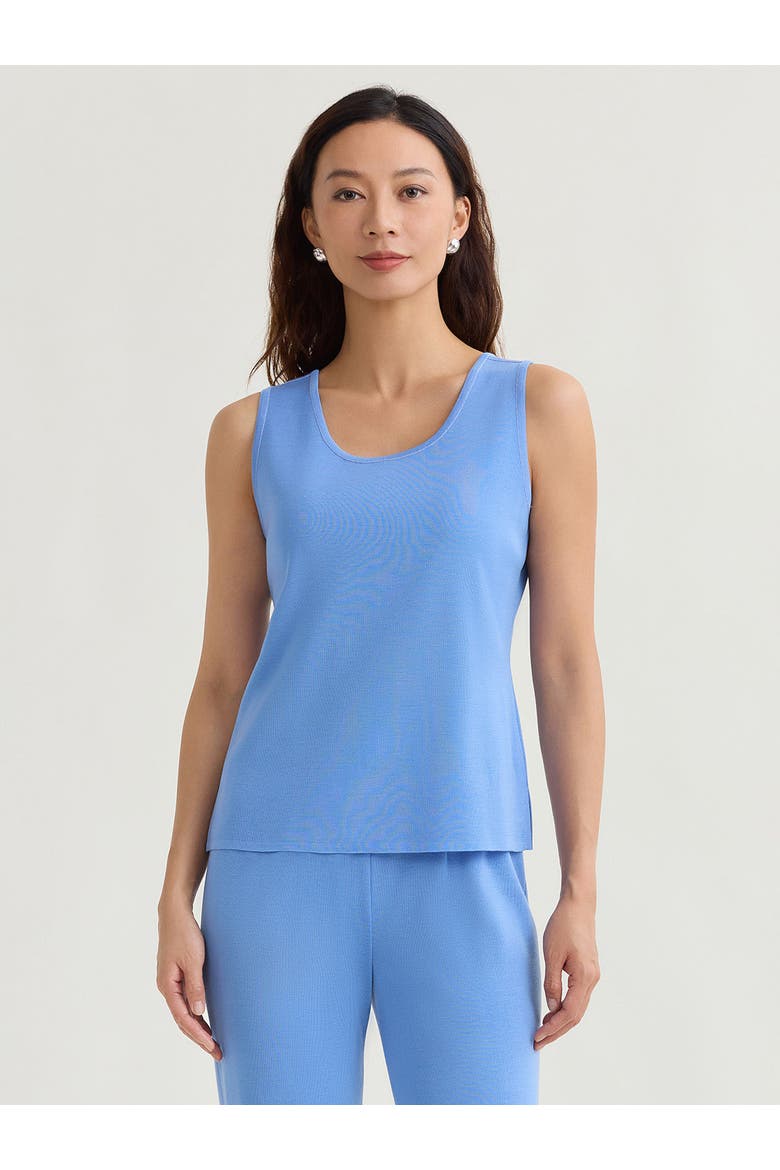 Double Scoop Neck Mylana Knit Tank, Main, color, Tranquil Blue