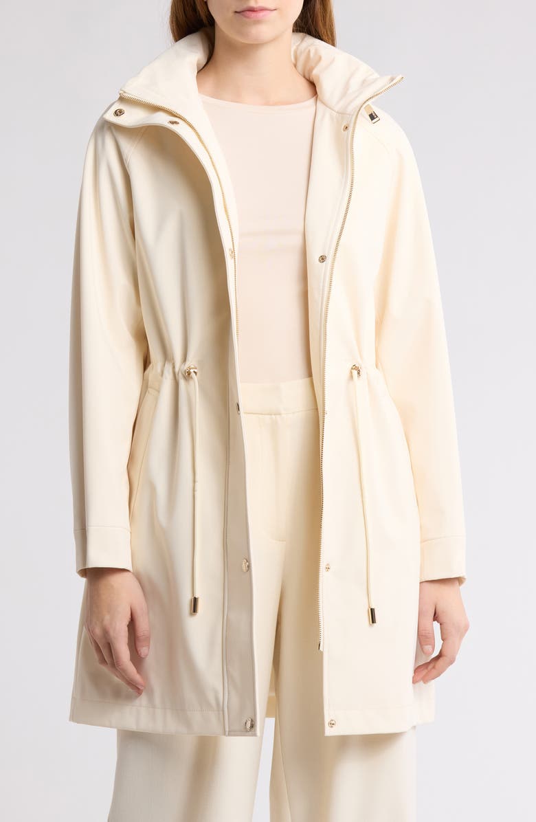 Water Resistant Hooded Drawstring Waist Jacket