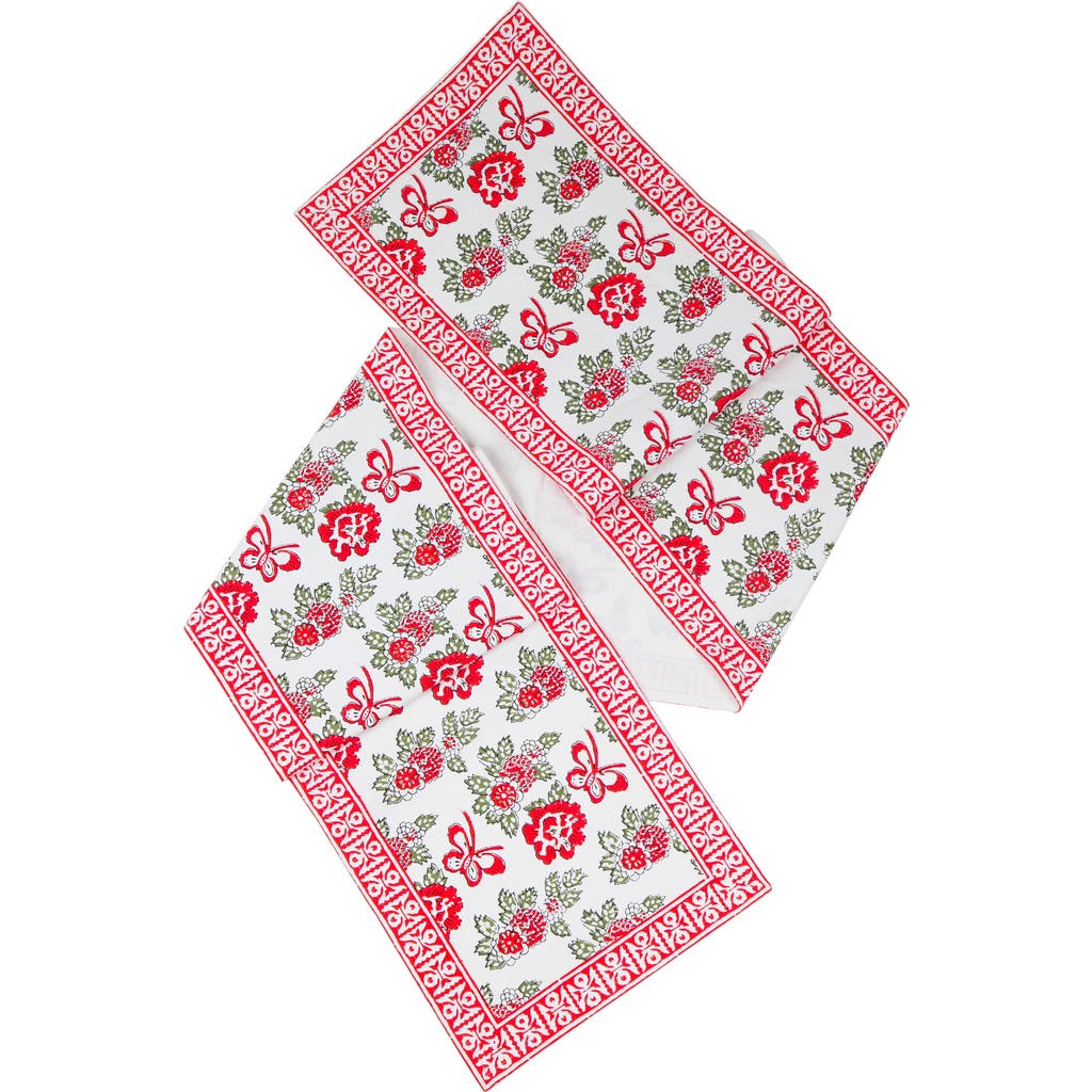 Tiramisu Print Cotton Table Runner In Pink/red