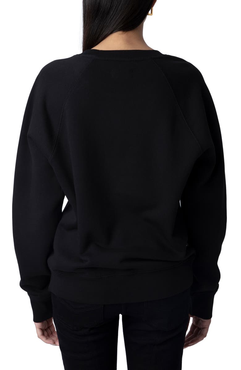 Zadig & Voltaire Embellished Star Cotton Sweatshirt, Alternate, color, Noir