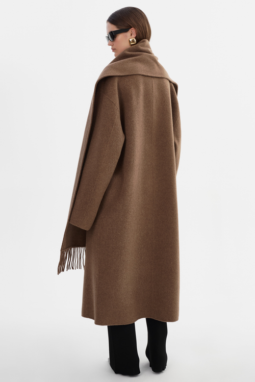 Lamarque Twila | Wool Scarf Coat In Brown