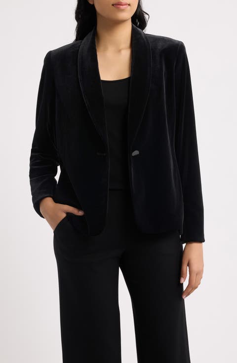 One-Button Shawl Collar Blazer