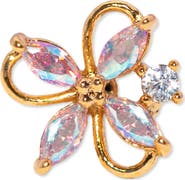 Girls Crew Crystal Gardenia Piercing Style Stud Earring