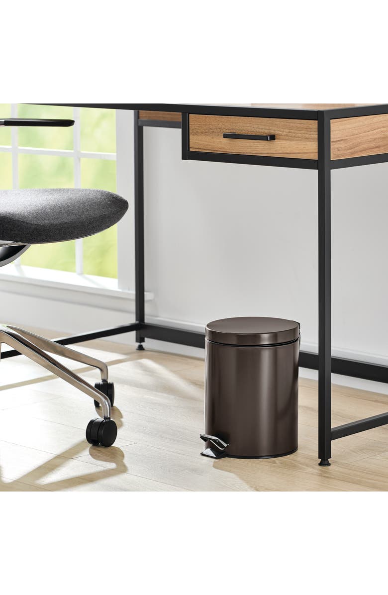 iDesign Round 1.3 Gallon Steel Step Trash Can - Set of 2 - Bronze, Alternate, color, Bronze